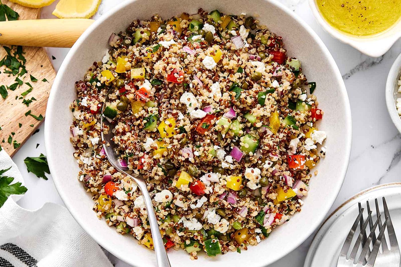 Mediterranean quinoa salad from Downshiftology