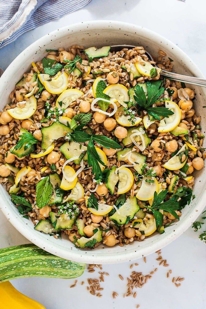 Farro salad with zucchini and chickpeas from Feasting at Home