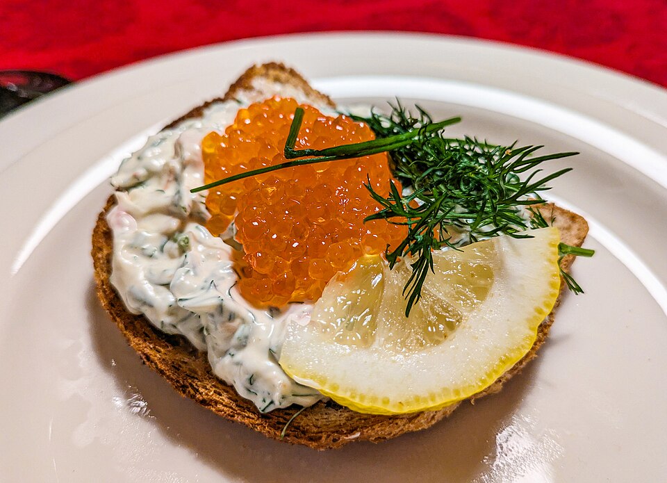 Toast Skagen on a plate