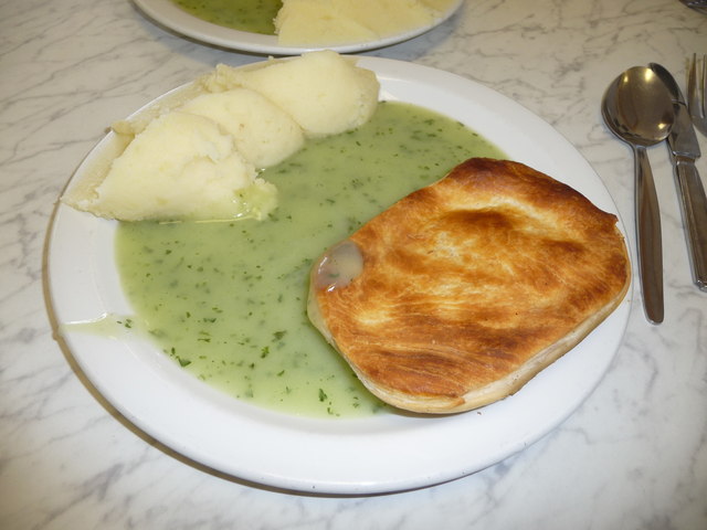 Traditional pie and mash with liquor - geograph.org.uk - 2599852