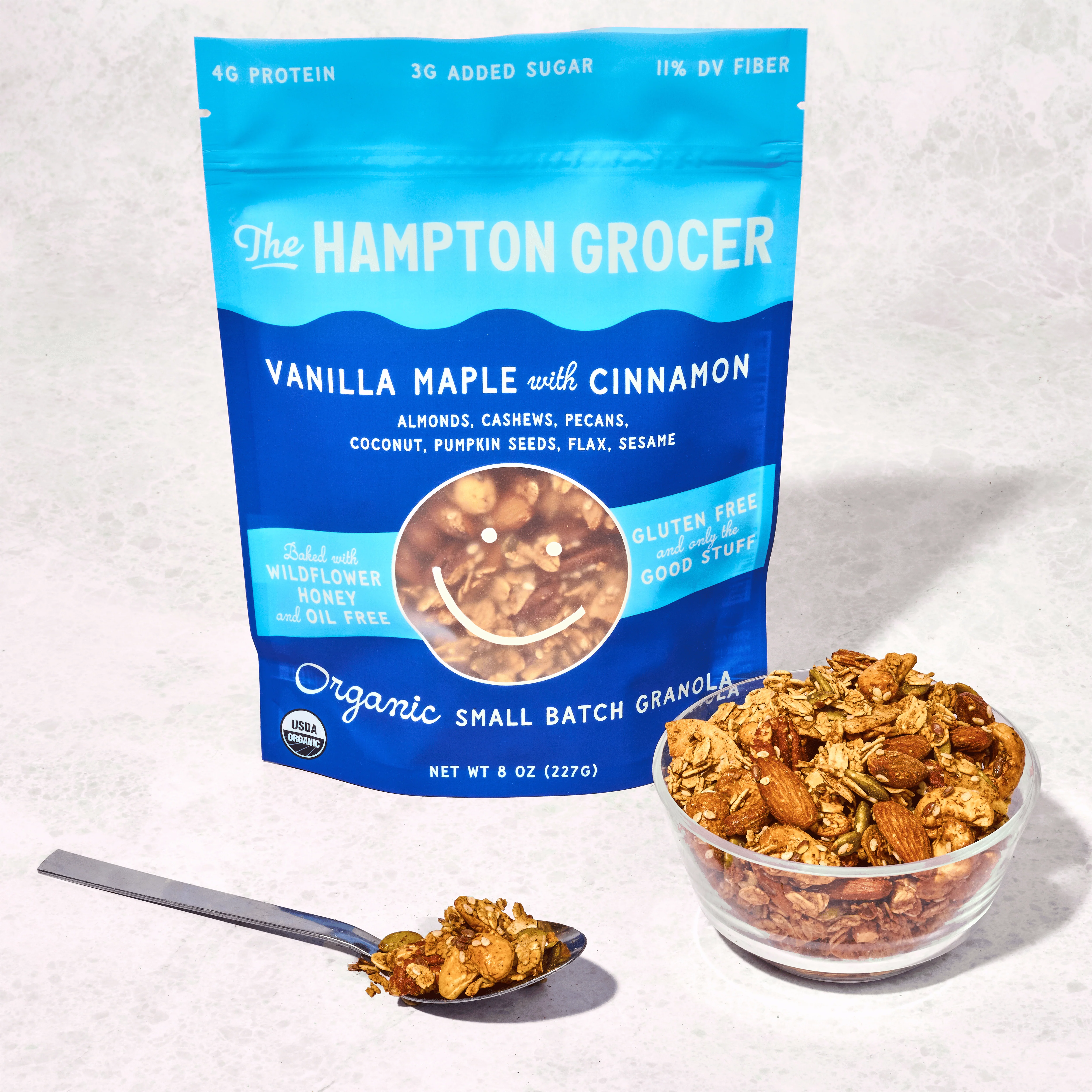 Roasted maple pears with yogurt and granola, made with Vanilla Maple with Cinnamon granola from The Hampton Grocer