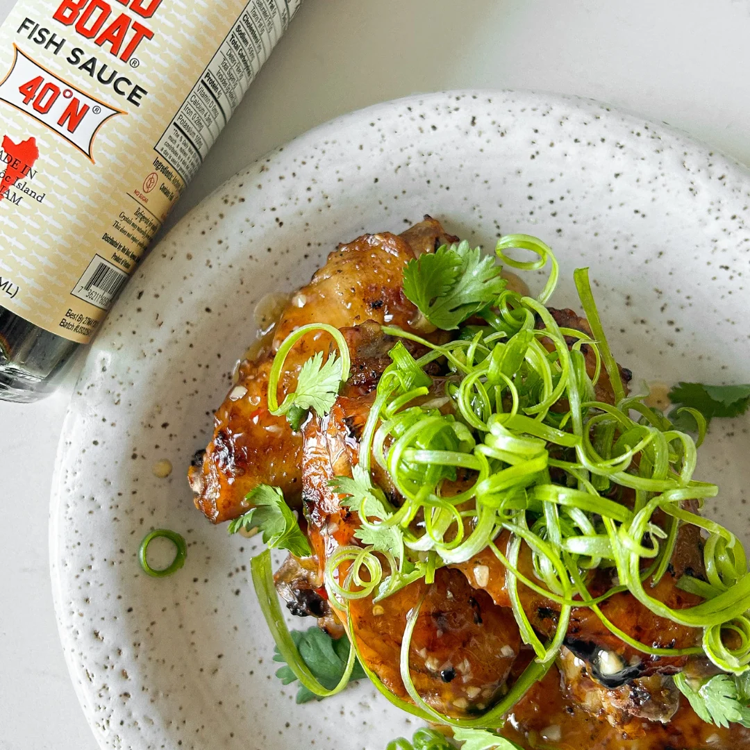 Fish sauce wings, made with 40°N Fish Sauce from Red Boat