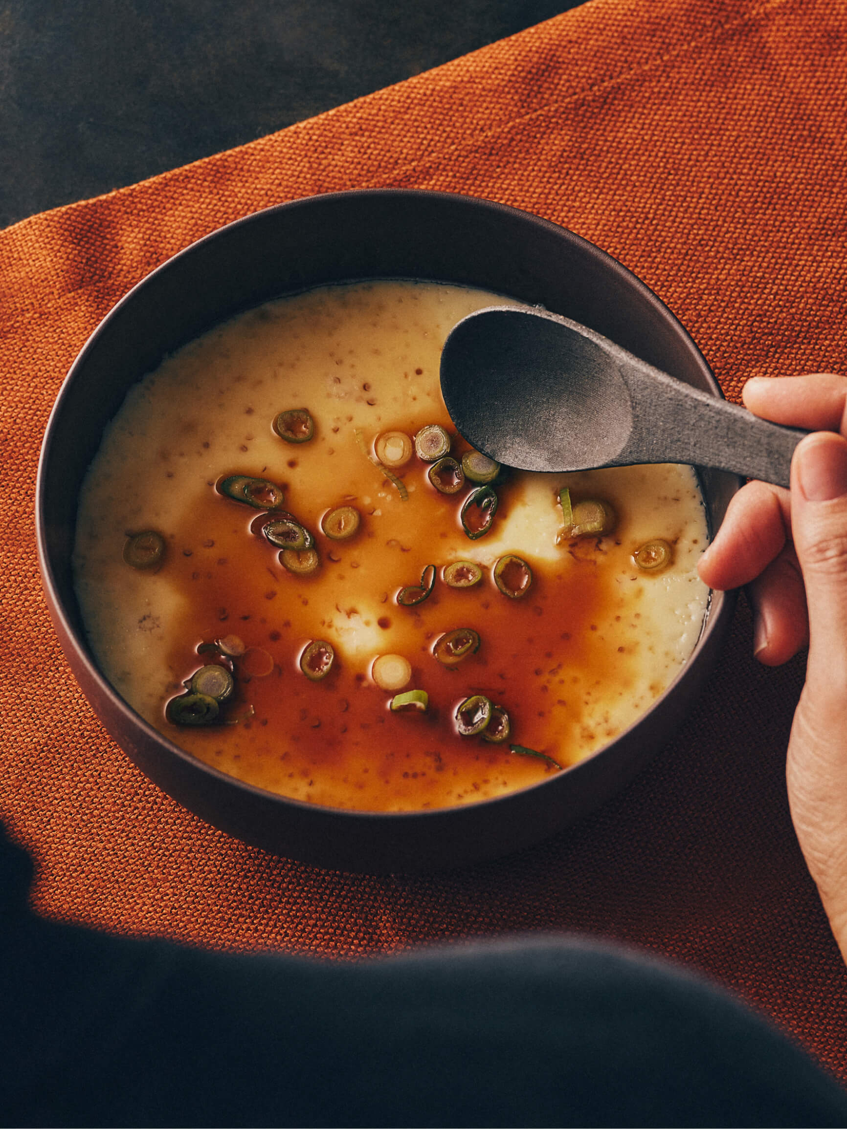 Taiwanese steamed egg, made with Amber River Soy Sauce from Yun Hai